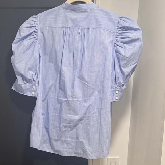 Frame Denim Women's Blue Ruched Puff Blouse - Picture 2 of 6